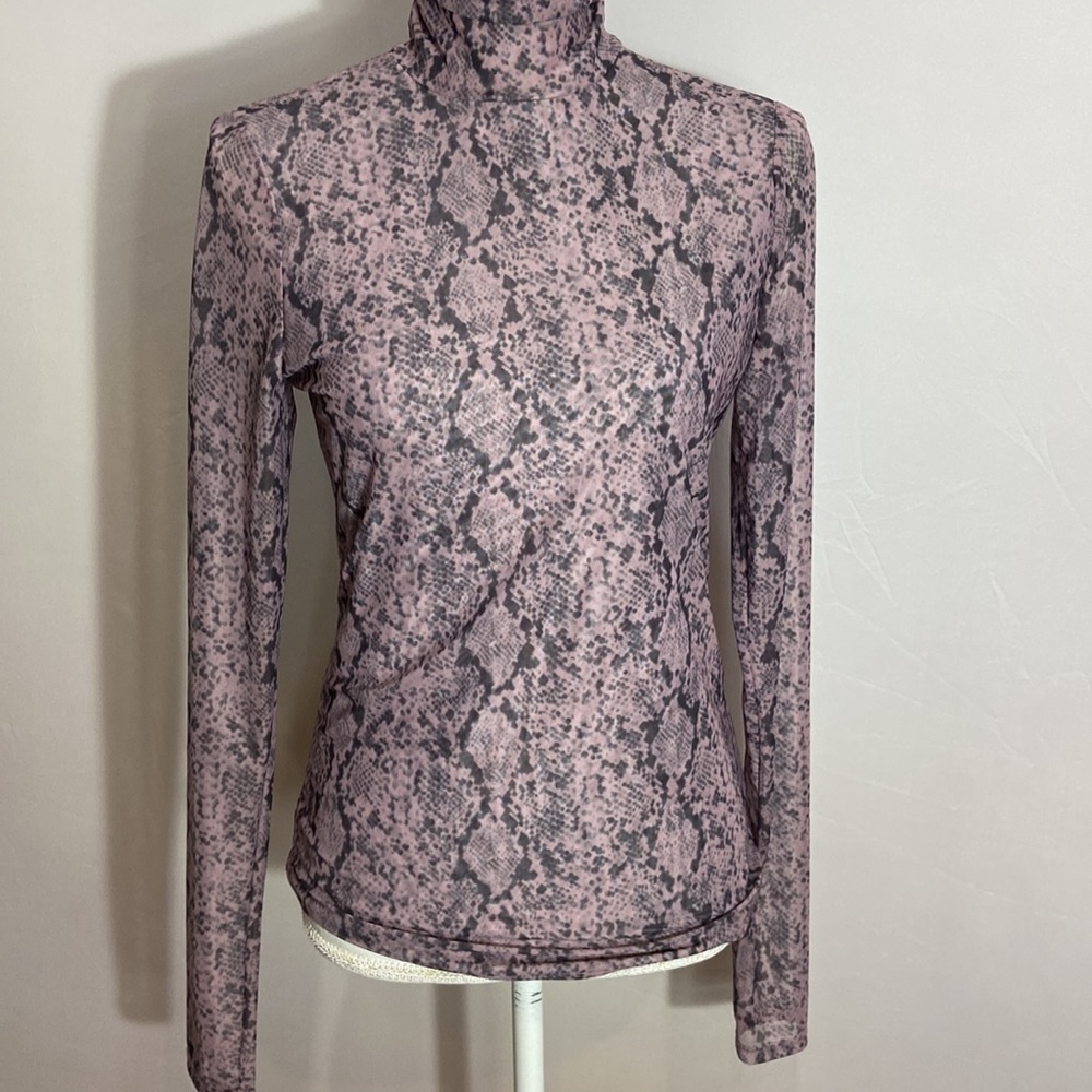 Cinq A Sept Purple Python Turtleneck Top Button K… - image 4